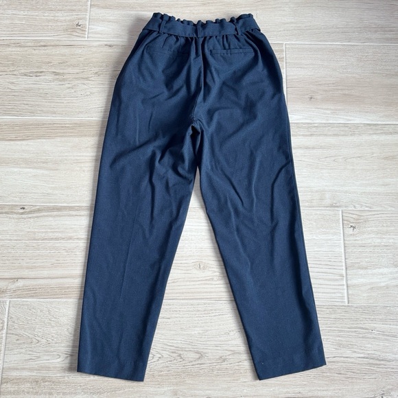 LOFT High Waisted Paper Bag Navy Blue Straight Leg Trousers Pants - Picture 5 of 5